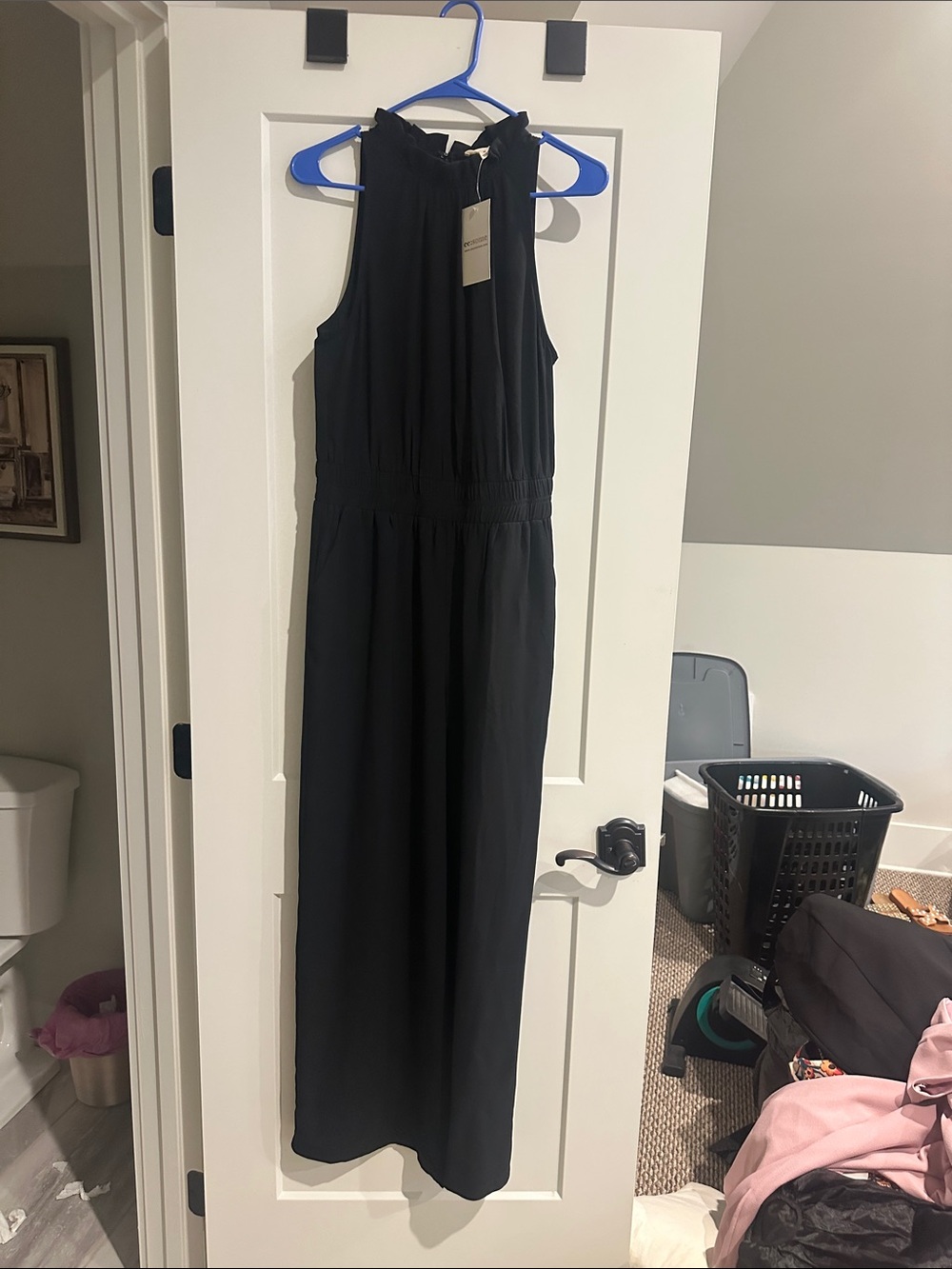 eesome Black Wide Leg Jumpsuit with High Neck